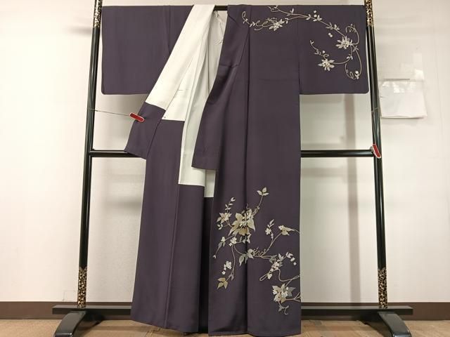 平和屋着物●本加賀友禅作家　松島由美　訪問着　蔦の葉花文　正絹　逸品　CABN6015vp