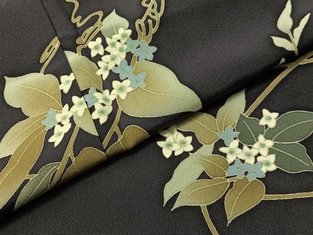 平和屋着物●本加賀友禅作家　松島由美　訪問着　蔦の葉花文　正絹　逸品　CABN6015vp