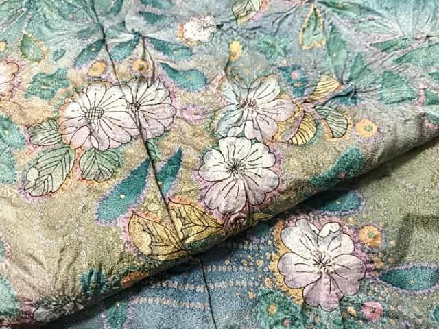 平和屋着物●訪問着　辻が花　絞り　暈し染め　金通し地　仮絵羽　正絹　逸品　未使用　CABN6021vp