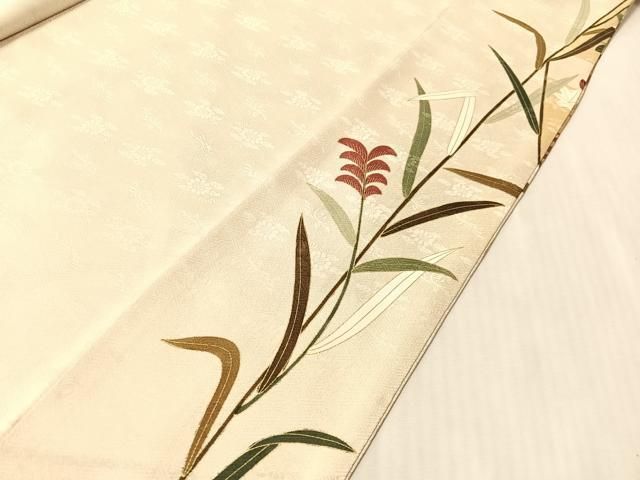 平和屋着物●訪問着　駒刺繍　草花文　金彩　ロング丈　正絹　逸品　CABN6023vp