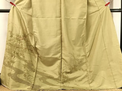 平和屋着物●中国三大刺繍　相良刺繍　天山汕頭刺繍　総刺繍　訪問着　紬地　流水花文　仮絵羽　正絹　逸品　未使用　CABN6024vp