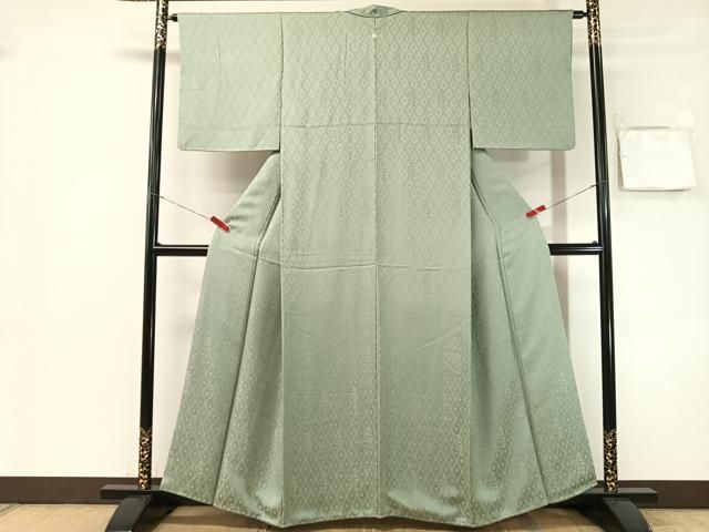 平和屋着物●上質な色無地　草花地紋　千草鼠色　さが美扱い　正絹　逸品　CABN6030vp