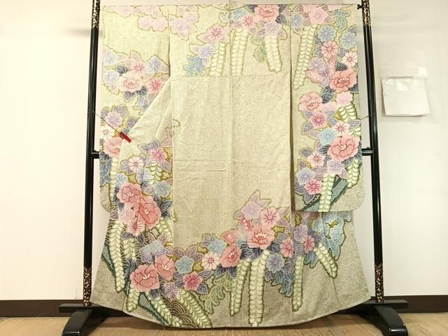 平和屋着物●豪華振袖　総絞り　藤花文　正絹　逸品　CABN6032vp