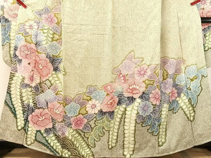 平和屋着物●豪華振袖　総絞り　藤花文　正絹　逸品　CABN6032vp