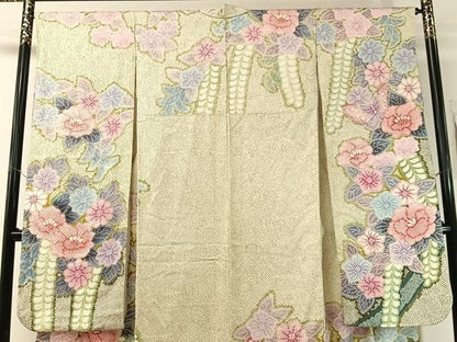 平和屋着物●豪華振袖　総絞り　藤花文　正絹　逸品　CABN6032vp