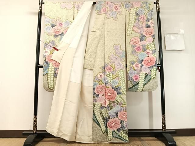 平和屋着物●豪華振袖　総絞り　藤花文　正絹　逸品　CABN6032vp