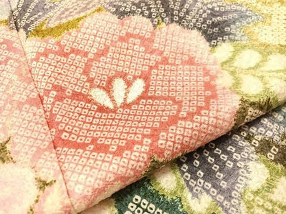 平和屋着物●豪華振袖　総絞り　藤花文　正絹　逸品　CABN6032vp
