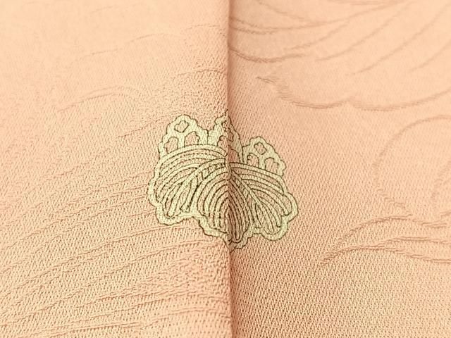 平和屋着物●上質な色無地　乱菊地紋　珊瑚色　正絹　逸品　CABN6033vp
