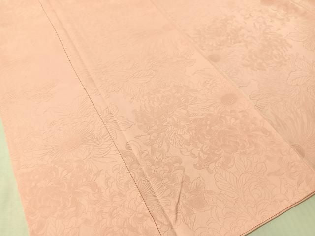平和屋着物●上質な色無地　乱菊地紋　珊瑚色　正絹　逸品　CABN6033vp