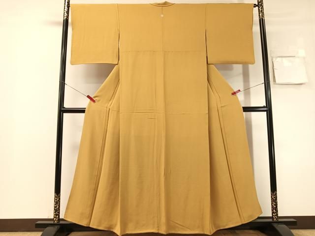平和屋着物●上質な色無地　黄橡色　正絹　逸品　CABN6035vp