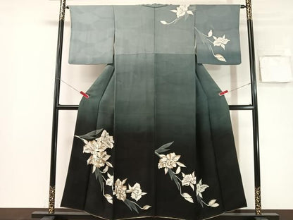 平和屋着物●訪問着　草花文　暈し染め　正絹　逸品　CABN6037vp