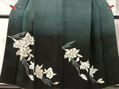平和屋着物●訪問着　草花文　暈し染め　正絹　逸品　CABN6037vp