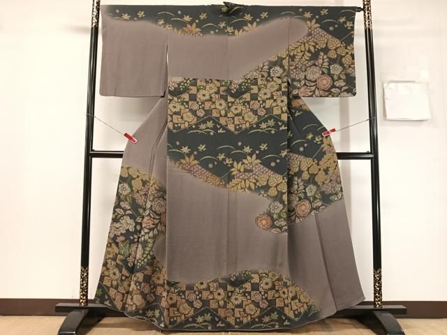 平和屋着物●訪問着　辻が花　暈し染め　金彩　鬼しぼ縮緬　健勝苑扱い　正絹　逸品　CABN6042vp