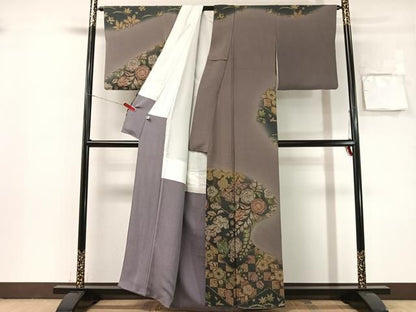 平和屋着物●訪問着　辻が花　暈し染め　金彩　鬼しぼ縮緬　健勝苑扱い　正絹　逸品　CABN6042vp