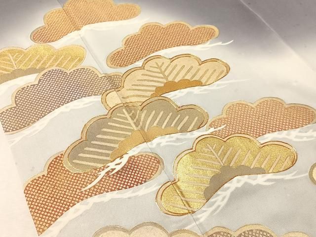 平和屋着物●訪問着　駒刺繍　松　暈し染め　金彩　正絹　逸品　CABN6045vp