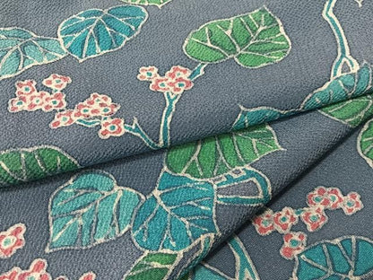 平和屋着物●上質な小紋　ろうけつ染め　草花文　鬼しぼ縮緬　正絹　逸品　CABN6046vp