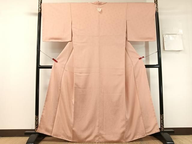 平和屋着物●上質な色無地　作家物　菊唐草地紋　一斤染色　正絹　逸品　未使用　CABN6047vp