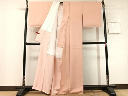 平和屋着物●上質な色無地　作家物　菊唐草地紋　一斤染色　正絹　逸品　未使用　CABN6047vp