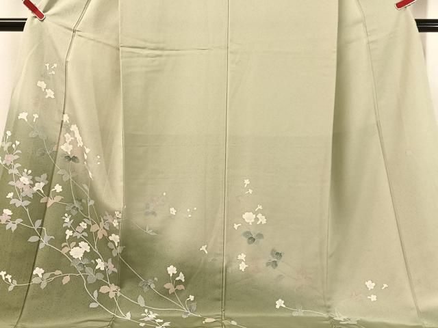 平和屋着物●訪問着　友禅　作家物　枝花文　暈し染め　三越扱い　ロング丈　正絹　逸品　CABN6049vp