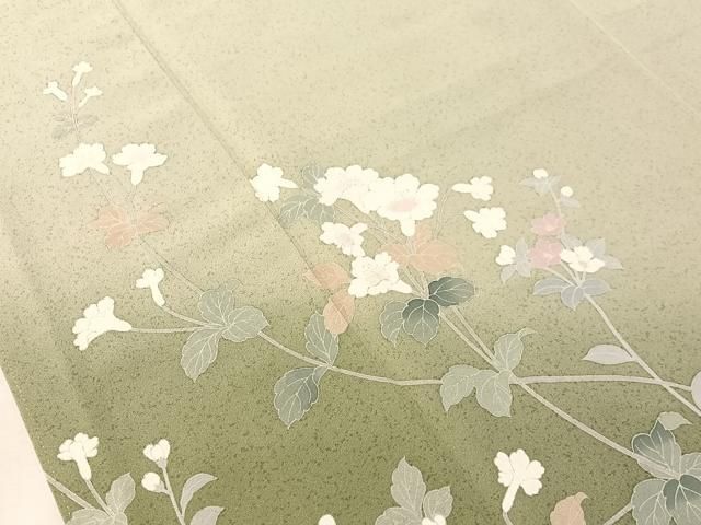 平和屋着物●訪問着　友禅　作家物　枝花文　暈し染め　三越扱い　ロング丈　正絹　逸品　CABN6049vp
