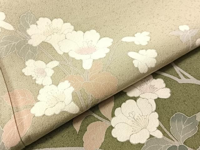 平和屋着物●訪問着　友禅　作家物　枝花文　暈し染め　三越扱い　ロング丈　正絹　逸品　CABN6049vp