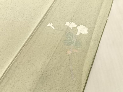 平和屋着物●訪問着　友禅　作家物　枝花文　暈し染め　三越扱い　ロング丈　正絹　逸品　CABN6049vp