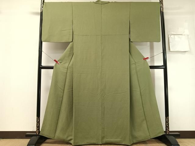 平和屋着物●上質な色無地　紋意匠　麹塵色　正絹　逸品　CABN6050vp
