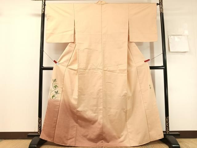 平和屋着物●西陣　宮階織物　宮繍苑　里葉　色留訪問着　紬地　唐草文　正絹　逸品　未使用　CABN6052vp