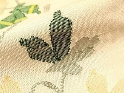 平和屋着物●西陣　宮階織物　宮繍苑　里葉　色留訪問着　紬地　唐草文　正絹　逸品　未使用　CABN6052vp