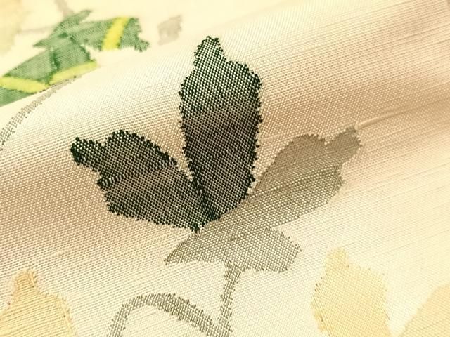 平和屋着物●西陣　宮階織物　宮繍苑　里葉　色留訪問着　紬地　唐草文　正絹　逸品　未使用　CABN6052vp