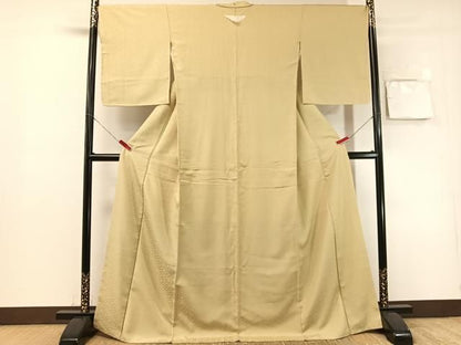平和屋着物●上質なお召　七宝地紋　蒸栗色　ロング丈　正絹　逸品　未使用　CABN6055vp