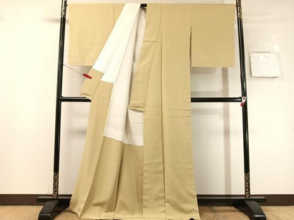 平和屋着物●上質なお召　七宝地紋　蒸栗色　ロング丈　正絹　逸品　未使用　CABN6055vp
