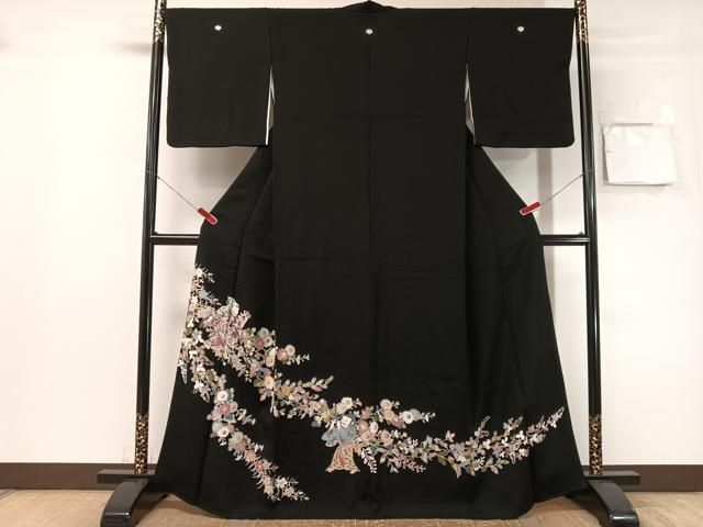 平和屋着物●豪華黒留袖　友禅　童子遊び　正絹　逸品　CABN6063vp