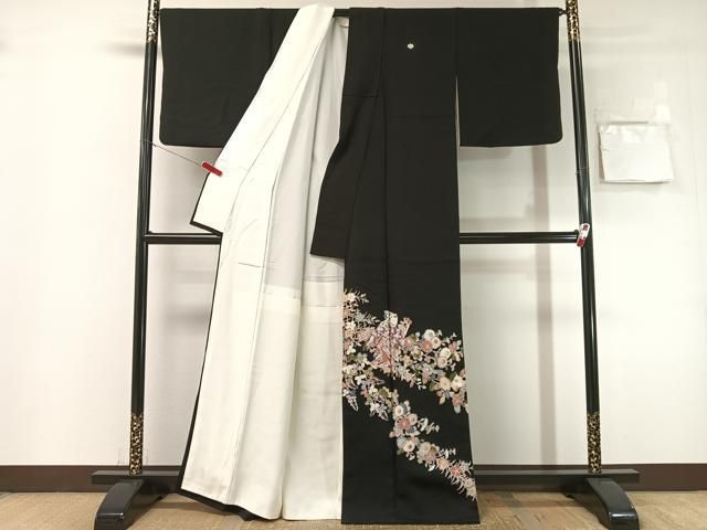 平和屋着物●豪華黒留袖　友禅　童子遊び　正絹　逸品　CABN6063vp