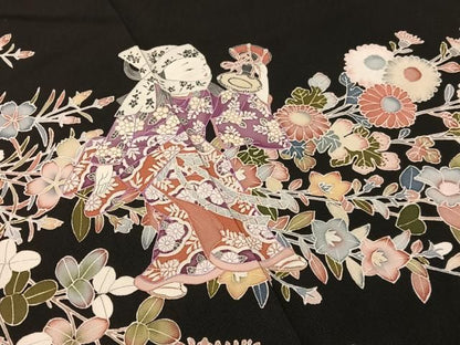 平和屋着物●豪華黒留袖　友禅　童子遊び　正絹　逸品　CABN6063vp