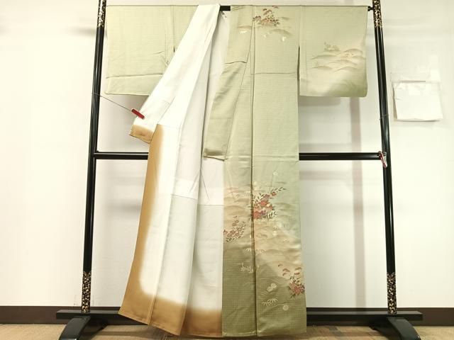 平和屋着物●訪問着　立波花文　暈し染め　金彩　正絹　逸品　CABN6066vp