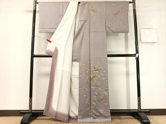 平和屋着物●訪問着　刺繍　横笛花文　金彩　正絹　逸品　CABN6067vp