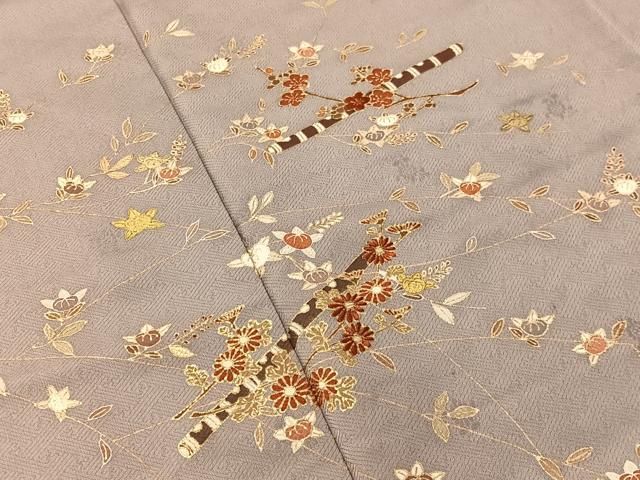 平和屋着物●訪問着　刺繍　横笛花文　金彩　正絹　逸品　CABN6067vp