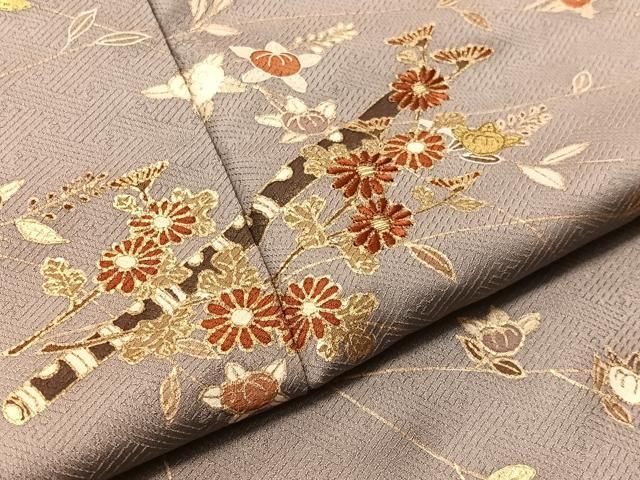 平和屋着物●訪問着　刺繍　横笛花文　金彩　正絹　逸品　CABN6067vp