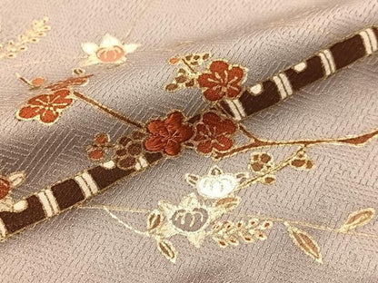 平和屋着物●訪問着　刺繍　横笛花文　金彩　正絹　逸品　CABN6067vp