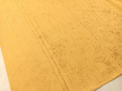 平和屋着物●上質な色無地　枝葉地紋　萱草色　正絹　逸品　CABN6069vp