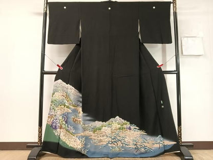 平和屋着物●本加賀友禅作家　小田美知代　黒留袖　白山　暈し染め　正絹　逸品　CABN6070vp
