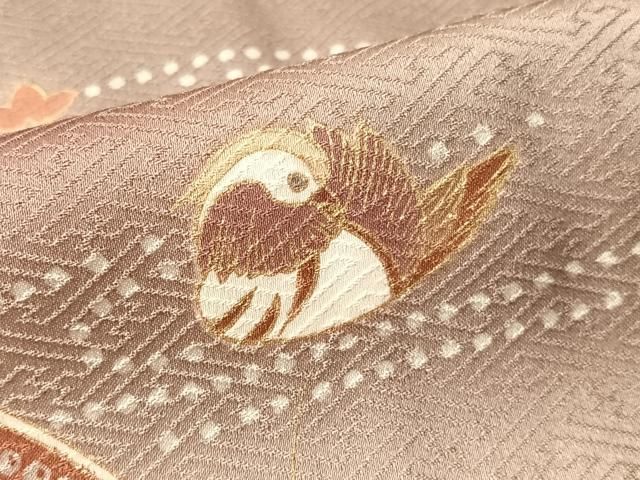 平和屋着物●訪問着　鴛鴦扇面花文　暈し染め　金彩　正絹　逸品　CABN6071vp