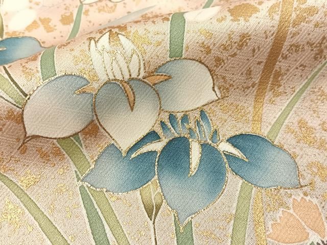 平和屋着物●訪問着　駒刺繍　草花文　暈し染め　金彩　正絹　逸品　CABN6073vp