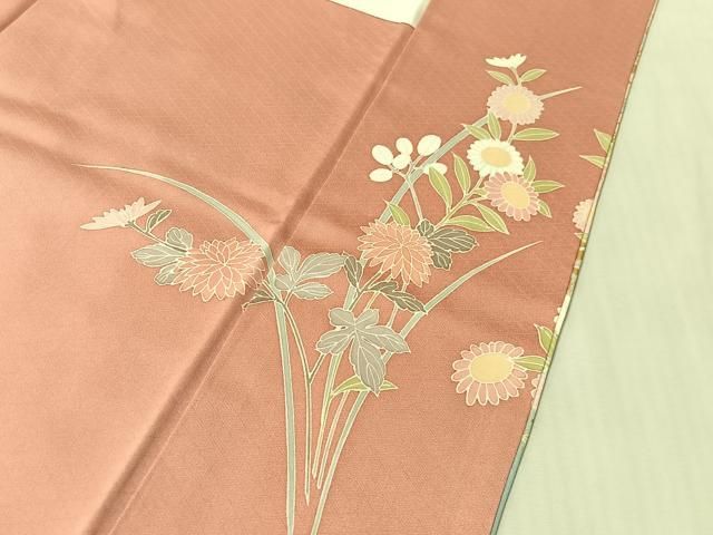 平和屋着物●訪問着　駒刺繍　草花文　暈し染め　金彩　正絹　逸品　CABN6073vp