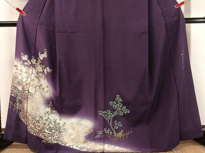 平和屋着物●史上初の女性友禅師 京都府伝統産業優秀技術者 京の名工 岡山武子 訪問着 流水枝花文 暈し染 金彩 さが美扱い 逸品 CABN6076vp