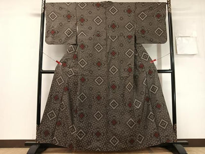 平和屋着物●本場大島紬　龍郷絣　花菱文　正絹　逸品　CABN6081vp