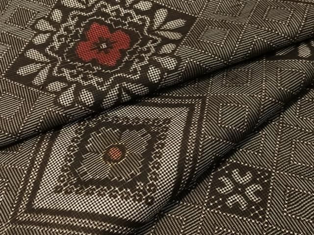 平和屋着物●本場大島紬　龍郷絣　花菱文　正絹　逸品　CABN6081vp