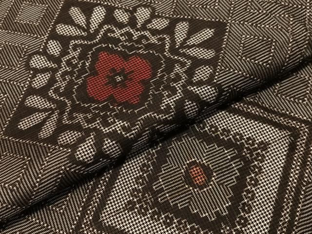 平和屋着物●本場大島紬　龍郷絣　花菱文　正絹　逸品　CABN6081vp