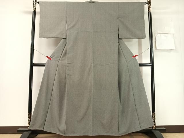 平和屋着物●江戸小紋　小花柄　黒地　鬼しぼ縮緬　正絹　逸品　CABN6085vp